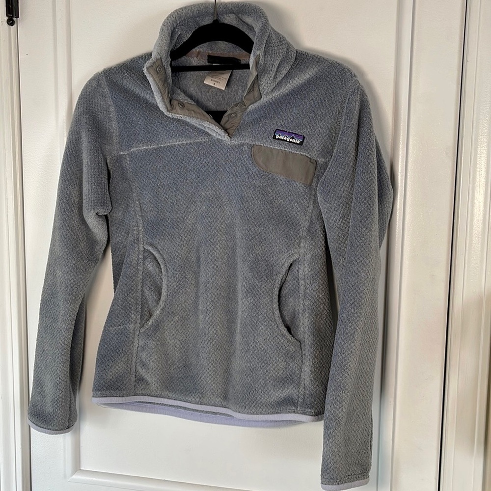 Patagonia Retool Cozy Popover Snap Sweatshirt Pale Blue w Pockets S